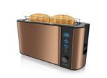 Arendo Toaster Langschlitz für 2 Scheiben, 1000 W, Brötchenaufsatz, Wärmeisoliert, Display, Kupfer