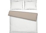 Bettwäsche Twill Streif XXL Weiß/Beige ca. 200x220cm