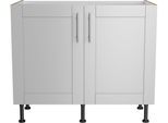 Spülenschrank KOCHSTATION "KS-Ahus", grau (hellgrau matt, wildeiche nachbildung), B:100cm H:87cm T:58,4cm, Schränke, Spülenschrank, Breite 100 cm