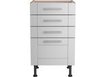 Unterschrank KOCHSTATION "KS-Ahus", grau (hellgrau matt, wildeiche nachbildung), B:50cm H:87cm T:58,4cm, Schränke, Unterschrank, Breite 50 cm