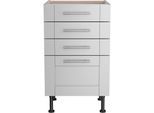 Unterschrank KOCHSTATION "KS-Ahus", grau (hellgrau matt, hellgrau), B:50cm H:87cm T:58,4cm, Schränke, Unterschrank, Breite 50 cm