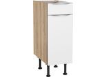 Unterschrank KOCHSTATION "KS-Aken", weiss (weiß, wildeiche nachbildung), B:30cm H:87cm T:58,4cm, Schränke, Unterschrank
