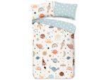 Babybettwäsche GOOD MORNING "Eclips", blau (hellblau), B/L: 100cm x 135cm, Renforcé, B/L: 60cm x 40cm, Renforcu00e9, Obermaterial: 100% Baumwolle, Bettwäsche, Baumwolle, Renforcé, 2 Teilig, Wendeoptik, Kind, Baby, Junge