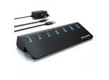 Primewire USB 3.2 Gen2 Hub, 7 Port Aktiver Verteiler mit Netzteil, 10 Gbit/s