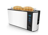 Arendo Langschlitz Toaster für 2 Scheiben, integrierter Brötchenaufsatz, 1000 W, Restzeitanzeige, Weiß