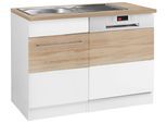 Spülenschrank KOCHSTATION "KS-Trient", weiss (weiß matt, eichefarben), B:110cm H:85cm T:60cm, Schränke, Spülenschrank, 110 cm breit, inkl. Tür/Socke für Einbaugeschirrspüler