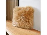 Fellkissen LUXOR LIVING "Dekokissen Namika", braun (cognac, felloptik unifarben), B:35cm H:10cm L:35cm, Lammfell, Dekokissen_Sitzkissen_Kissenhüllen, Dekokissen, eckig, 35x35 cm, echtes Lammfell, mit Füllung