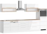 Küchenzeile KOCHSTATION "KS-Wien", küche: weiß, front: hochglanz weiß, korpus: weiß, arbeitsplatte: eiche sonoma, B:350cm H:200cm T:60cm, Komplettküchen-Sets, Küchenzeile, Breite 350 cm, wahlweise mit E-Geräten