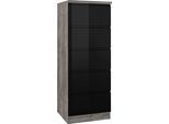 Vorratsschrank KOCHSTATION "KS-Virginia", schwarz (schwarz hochglanz), B:60cm H:165cm T:60cm, Holzwerkstoff, MDF, Schränke, Vorratsschrank, 60 cm breit, mit 5 Auszügen