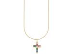 Kette mit Anhänger BRUNO BANANI "Schmuck Geschenk Silber 925 Halsschmuck Halskette Regenbogen Kreuz", gold (gelbgoldfarben, mehrfarbig), Halsketten, Damen, Silber 925 (Sterlingsilber), L: 48, mit Zirkonia (synth.)