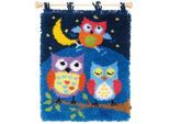 Knüpfteppich "Bunte Eulen", 43 x 54 cm