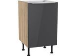Spülenschrank KOCHSTATION "KS-Aken", grau (anthrazit hochglanz, wildeiche nachbildung), B:50cm H:87cm T:58,4cm, Schränke, Spülenschrank