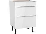 Unterschrank KOCHSTATION "KS-Aken", weiss (weiß hochglanz, weiß), B:60cm H:87cm T:58,4cm, Schränke, Unterschrank