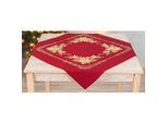 Stickmitteldecke "Weihnachtsstern rot/gold"
