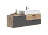 Waschbecken mit Unterschrank Mason ca. 140 cm Eiche/Grau