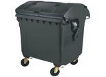 Müllcontainer aus Kunststoff, DIN EN 840, Volumen 1100 l, mit Runddeckel, anthrazit/grau kaiserkraft