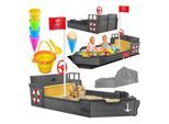 KIDIZ® Sandkasten Ahoi - Piratenschiff Boot Segelschiff aus Holz Inkl. Abdeckung, Bodenplane, Sitzbank, Flaggenmast, Sandspielzeug Große Kinder Sandkiste für den Garten Outdoor Sandbox