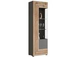 Vitrine Freno ca. 60x194 cm Nox Eiche/Grau