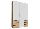 Drehtürenschrank Level 36A B: ca. 150 cm Weiß/Eiche Dekor