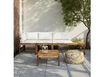 Gartenbank Ornella Creme Akazie/Outdoorstoff +Tisch