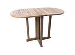 Gardenson Balkontisch , Hellbraun , Holz , Teakholz , Hartholz , oval , 60x75x120 cm , klappbar, UV-beständig, wetterbeständig, platzsparend , Gartenmöbel, Gartentische, Klapptische
