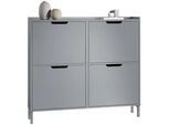 SoBuy Schuhschrank Grau , Holzwerkstoff, Metall , 100x91x19 cm , Garderobe, Schuhaufbewahrung, Schuhkipper