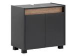 Waschbeckenunterschrank Cosmo, Anthrazit, Eiche, Kunststoff, 56.9x54.6x33 cm, stehend, Badezimmer, Badezimmerschränke, Waschbeckenunterschränke