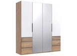 Drehtürenschrank Level 36A mit Spiegel ca. 200 cm Weiß/Eiche