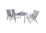 Gartenmöbel Set 5-tlg. Taviano Metall/Glas/Textil