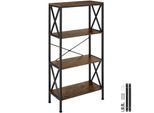 tectake® Regal, Industrial Style, 4 Ebenen mit seitlichen X-Streben, inklusive Kippschutz, 61,5 x 31,5 x 133,5 cm