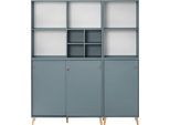 Büromöbel-Set SCHILDMEYER "Serie 500", blau (fjord), Holzwerkstoff, Arbeitsmöbel-Sets, Büromöbel-Set, bestehend aus 2 Regalen, 2 Schränken, 1 Regalkreuz