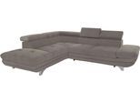 Ecksofa COTTA "Enterprise L-Form", grau (elefant), B:273cm H:72cm T:237cm, Struktur (100% Polyester );Chenille (90% Polyester; 10% Polyamid ), Sofas, Ecksofa, mit Arm- & Kopfteilverstellung, wahlweise mit Bettfunktion