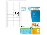 Universaletiketten HERMA 4632, permanenthaftend, selbstklebend, bedruckbar, B 64,6 x H 33,8 mm, FSC®-Papier, weiss, 4800 Stück/200 Blatt