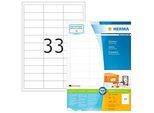 Universaletiketten HERMA 4613, permanenthaftend, selbstklebend, bedruckbar, B 66 x H 25,4 mm, FSC®-Papier, weiss, 6600 Stück/200 Blatt