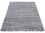 Teppich CARPETFINE "Kelim Chindi, Wendeteppich", grau, B:80cm H:6mm L:150cm, Baumwolle, Polyester, Teppiche, Teppich, handgewebt, Fleckerlteppich mit Fransen, auch vielen in Läufergrößen
