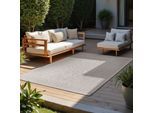 Outdoorteppich HANSE HOME "Kona Wendeteppich", grau (weiß, grau), B:200cm H:5mm L:290cm, Polypropylen, Teppiche, Outdoorteppich, In und Outdoor, Flachgewebe, wetterfest, pflegeleicht, robust