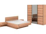 Schlafzimmer-Set MUSTERRING "Sorrent, Kleiderschrank, Bett & Nachtkommoden, teilmassiv Eiche", braun, Schrank 250cm Breit / 236cm Hoch + ohne Matratze, B/H: 180cm x 200cm, Schrank 250cm Breit / 236cm Hoch, Glas, Hartfaserplatte, Holz teilmassiv, Holzwerkstoff, Massivholz, Schlafzimmermöbel-Sets, mit Schwebetürenschrank, Bett schwebende Optik, Breite Schrank 250cm