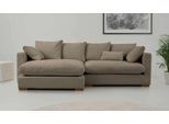 Ecksofa HOME AFFAIRE "Coray", braun, B:266cm H:80cm T:153cm, 100% Polyester, Sofas, Ecksofa, Breite 266 cm, extra weich und kuschelig, mit Federn und Daunen
