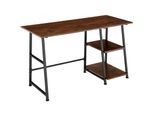 tectake® Schreibtisch, Industrial Style, trapezförmiges Gestell, Seitenregal mit 2 Ablagefächern, 120 x 50 x 73,5 cm