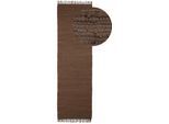 Teppich CARPETFINE "Kelim Chindi uni, auch als Läufer", braun, B:70cm H:5mm L:200cm, Baumwolle, Teppiche, Teppich, Wendeteppich, reine Baumwolle, handgewebt, Uni-Farben, mit Fransen
