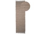 Teppich CARPETFINE "Kelim Chindi uni, auch als Läufer", grau (taupe), B:70cm H:5mm L:140cm, Baumwolle, Teppiche, Teppich, Wendeteppich, reine Baumwolle, handgewebt, Uni-Farben, mit Fransen