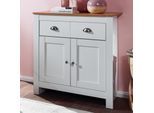 Sideboard MDF Weiß - Eiche 80cm Kommode mit 2 Schubladen & 2 Türen modernes Design
