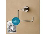 AquaCraft 100 Toilettenpapierhalter zum Kleben, ohne Deckel, chrom, mit Klebeset Set zum Kleben, chrom