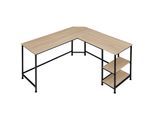 tectake® Schreibtisch, Industrial Style, Seitenregal mit 2 Ablagefächern, 138 x 138 x 75,5 cm