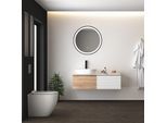 PACO HOME Wandleuchte "YANNI", schwarz, Ø 50cm, Lampen, Beleuchteter Spiegel LED Backlight Rund 50cm IP44 Touch- Schwarz, LED Badleuchte Spiegel mit Beleuchtung