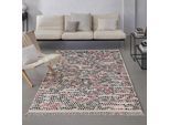 Teppich WECON HOME "London Red", beige (creme beige), B:160cm H:11mm L:230cm, Schurwolle, Teppiche, Teppich, handgewebt, robust, strapazierfähig, skandinavisch, Naturfaser