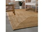 Teppich GREEN LOOOP "Collins", beige (natur), B:80cm H:12mm L:150cm, Jute, Teppiche, Teppich, handgewebt, robust, strapazierfähig, Jute, Natur, Wohnzimmer
