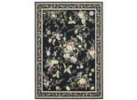 Teppich THEKO "Flomi Sagrini" Gr. 1, schwarz, B:60cm H:4mm L:90cm, Baumwolle, Kunstfaser, Teppiche, Teppich, Flachgewebe, Pastell-Farben, Blumen Design