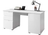 Schreibtisch BEGA OFFICE "Spice", weiß (weiß, weiß hochglanz, weiß, weiß), B:158cm H:76cm T:67cm, Tische, Schreibtisch, Home Office Desk mit Griffmulden, in 2 Breitenvarianten