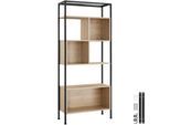 tectake® Regal, Industrial Style, mit 5 Ebenen, großes Staufach und 2 kleine Staufächer, inklusive Kippschutz, 75 x 31 x 170,5 cm